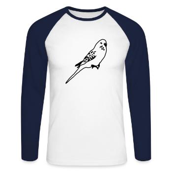budgerigar - Unisex Long Sleeve Baseball T-Shirt - white/navy - Front - Nik (191cm)