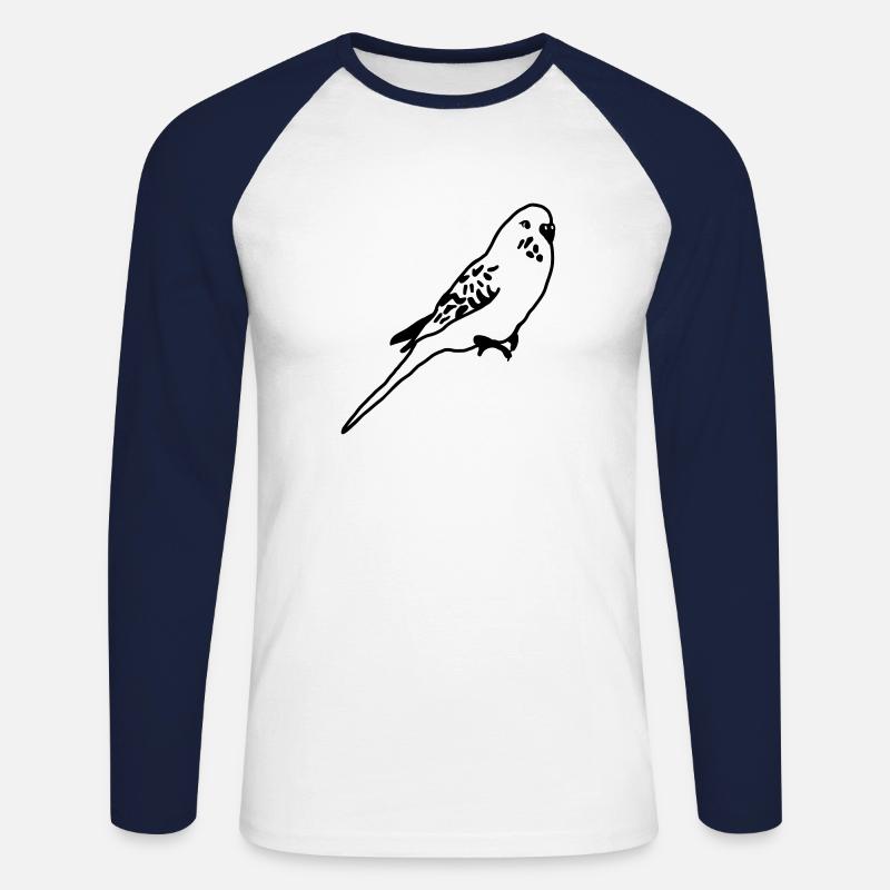Wellensittich - Unisex Baseballshirt langarm - Weiß/Navy