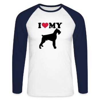 giant schnauzer - Unisex Long Sleeve Baseball T-Shirt - white/navy - Front - Nik (191cm)