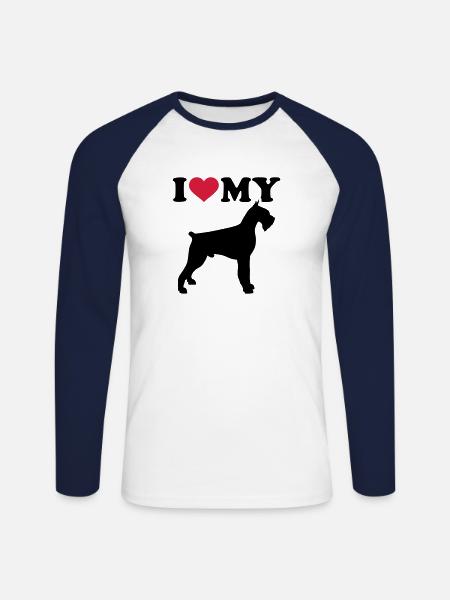 schnauzer géant - T-shirt baseball manches longues Homme - blanc/marine