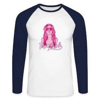 Team Braut - Unisex Baseballshirt langarm - Weiß/Navy - Vorne - Nik (191cm)