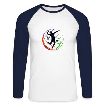 C'est la vie - Volleyball - T-shirt baseball manches longues Homme - blanc/marine - Devant - Nik (191cm)