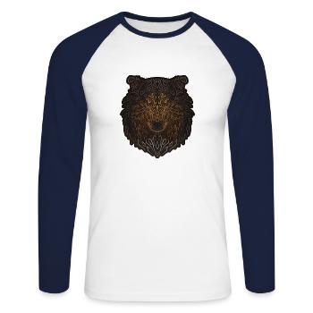 Longhair Collie Collie Chien Cadeau D'Animal - T-shirt baseball manches longues Homme - blanc/marine - Devant - Nik (191cm)