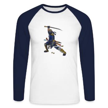 Cool ninja boys birthday gift - Unisex Long Sleeve Baseball T-Shirt - white/navy - Front - Nik (191cm)