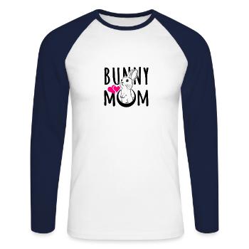 Bunny Mom Bunny Friends Bunnies Rabbit Shirt - Unisex Long Sleeve Baseball T-Shirt - white/navy - Front - Nik (191cm)