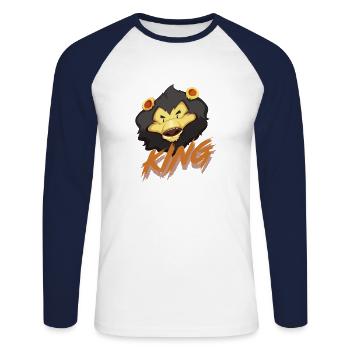 lion - Unisex Long Sleeve Baseball T-Shirt - white/navy - Front - Nik (191cm)