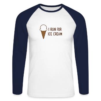 to run - Unisex Long Sleeve Baseball T-Shirt - white/navy - Front - Nik (191cm)