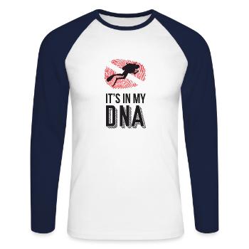 It is in my DNA Diving Diver Dive Diving SCUBA - Unisex Long Sleeve Baseball T-Shirt - white/navy - Front - Nik (191cm)