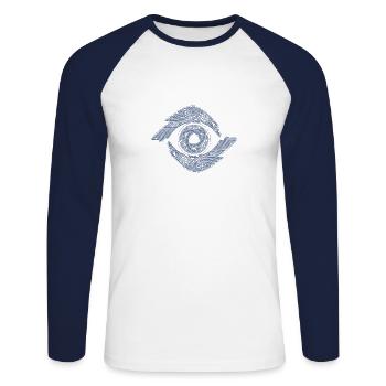 Odin Rabe Huginn Muninn ragnarok myther thor Geschenk - Unisex Baseballshirt langarm - Weiß/Navy - Vorne - Nik (191cm)