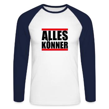 Un homme arrogant - T-shirt baseball manches longues Homme - blanc/marine - Devant - Nik (191cm)