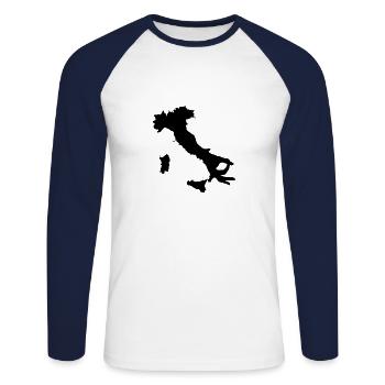 Reckoned Funny Italy Boots Map Map Trend - Unisex Long Sleeve Baseball T-Shirt - white/navy - Front - Nik (191cm)