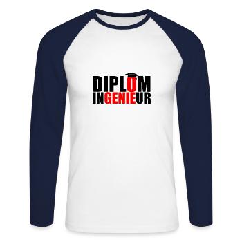 Diplomingenieur Maschinenbau Elektrotechnik Uni - Unisex Baseballshirt langarm - Weiß/Navy - Vorne - Nik (191cm)