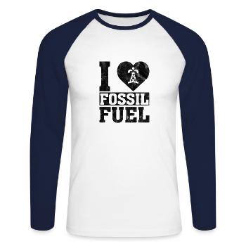 Funny saying burned cars climate change - Unisex Long Sleeve Baseball T-Shirt - white/navy - Front - Nik (191cm)