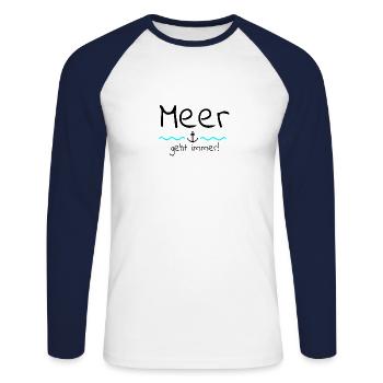 Meer Anker Wasser Boot Schiff Geschenk Idee Wellen - Unisex Baseballshirt langarm - Weiß/Navy - Vorne - Nik (191cm)