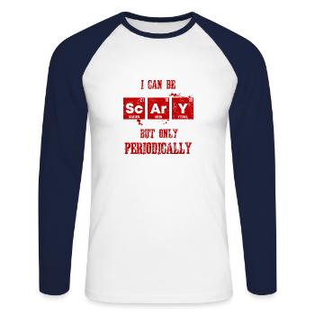 Je peux être effrayant chimiste étudiant chimiste Halloween - T-shirt baseball manches longues Homme - blanc/marine - Devant - Nik (191cm)