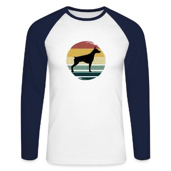 doberman colorful dog pet dog love gift - Unisex Long Sleeve Baseball T-Shirt - white/navy - Front - Nik (191cm)