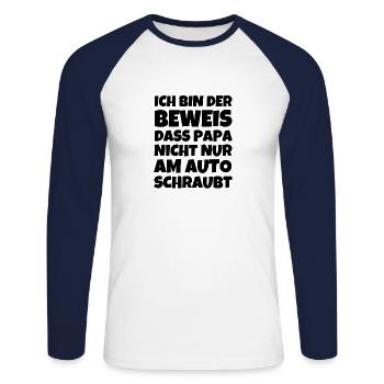 Ich Bin Der Beweis Dass Papa Nicht Nur Am Auto Sc - Unisex Baseballshirt langarm - Weiß/Navy - Vorne - Nik (191cm)