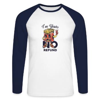 Funny fries - Unisex Long Sleeve Baseball T-Shirt - white/navy - Front - Nik (191cm)