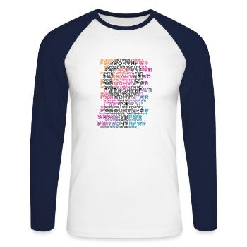 Le pouvoir des femmes - T-shirt baseball manches longues Homme - blanc/marine - Devant - Nik (191cm)