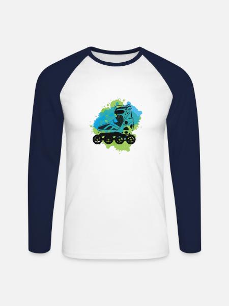 inline skates inlineskater - Unisex Baseballshirt langarm - Weiß/Navy