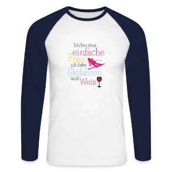 Je suis une femme simple ski ski - T-shirt baseball manches longues Homme - blanc/marine - Devant - Nik (191cm)