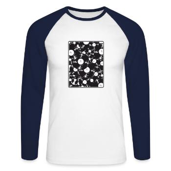 Music vinyl retro - Unisex Long Sleeve Baseball T-Shirt - white/navy - Front - Nik (191cm)