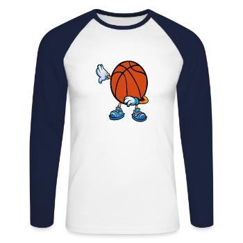 Jouez au basketball - T-shirt baseball manches longues Homme - blanc/marine - Devant - Nik (191cm)