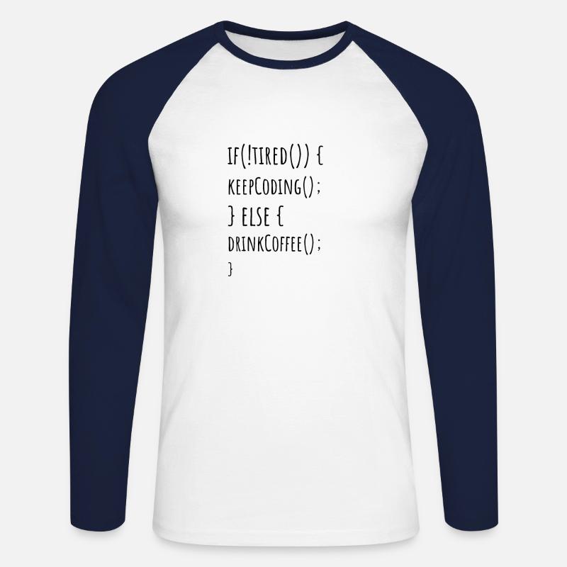 Keep coding - Unisex Long Sleeve Baseball T-Shirt - white/navy