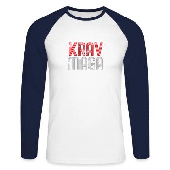 Krav Maga - Unisex Long Sleeve Baseball T-Shirt - white/navy - Front - Nik (191cm)