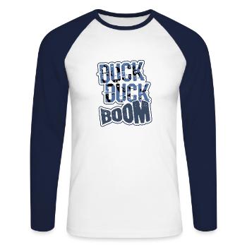 hunt - Unisex Long Sleeve Baseball T-Shirt - white/navy - Front - Nik (191cm)