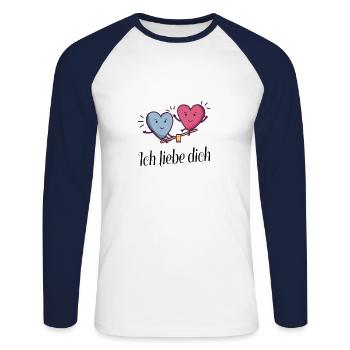 Wippende Herzen Ich Liebe Dich Herz Paar Geschenk - Unisex Baseballshirt langarm - Weiß/Navy - Vorne - Nik (191cm)