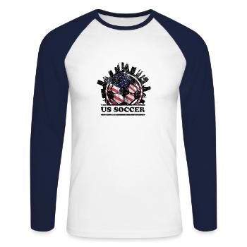 US Soccer Vintage - Unisex Baseballshirt langarm - Weiß/Navy - Vorne - Nik (191cm)