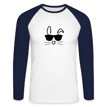 Easter | Easter | Rabbit ears | with glasses - Unisex Long Sleeve Baseball T-Shirt - white/navy - Front - Nik (191cm)