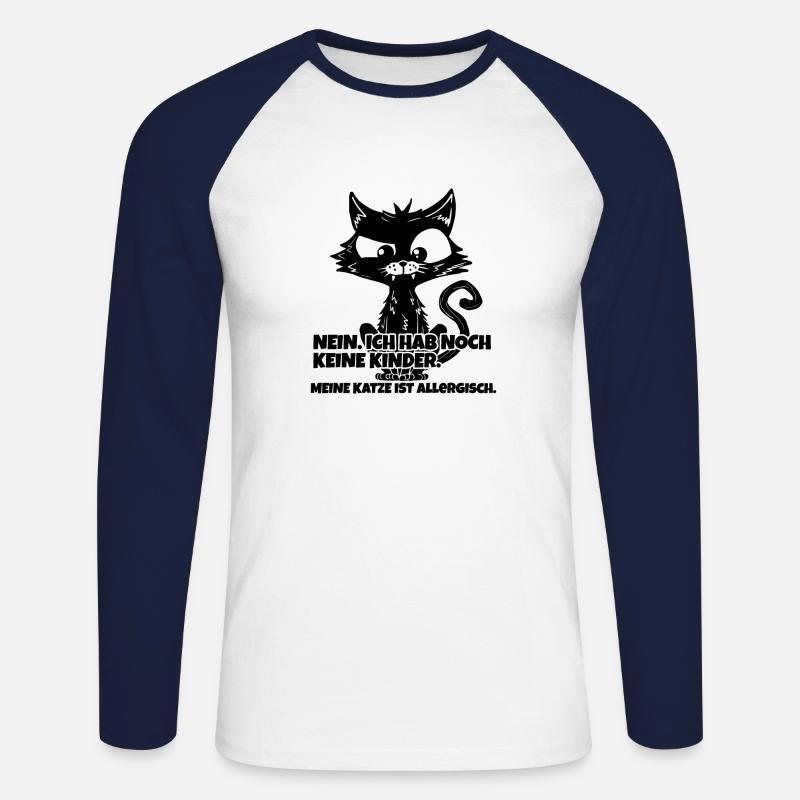 Süßes Kätzchen "Allergisch" Katze - Unisex Baseballshirt langarm - Weiß/Navy