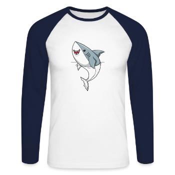 Shark sea animal gift - Unisex Long Sleeve Baseball T-Shirt - white/navy - Front - Nik (191cm)