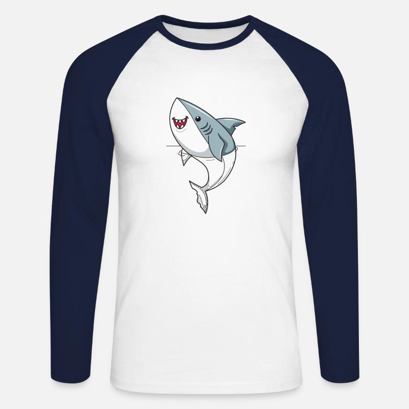 Hai Meer Tier Geschenk - Unisex Baseballshirt langarm - Weiß/Navy
