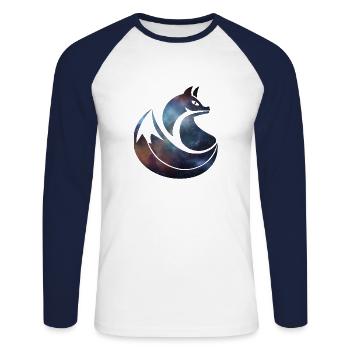 fox star constellation | Sternzeichen Fuchs - Unisex Baseballshirt langarm - Weiß/Navy - Vorne - Nik (191cm)