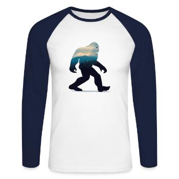 Légende du Bigfoot Yeti - T-shirt baseball manches longues Homme - blanc/marine - Devant - Nik (191cm)