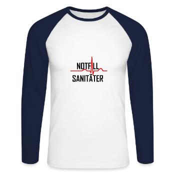 Notfallsanitäter Sinusrhythmus - Unisex Baseballshirt langarm - Weiß/Navy - Vorne - Nik (191cm)