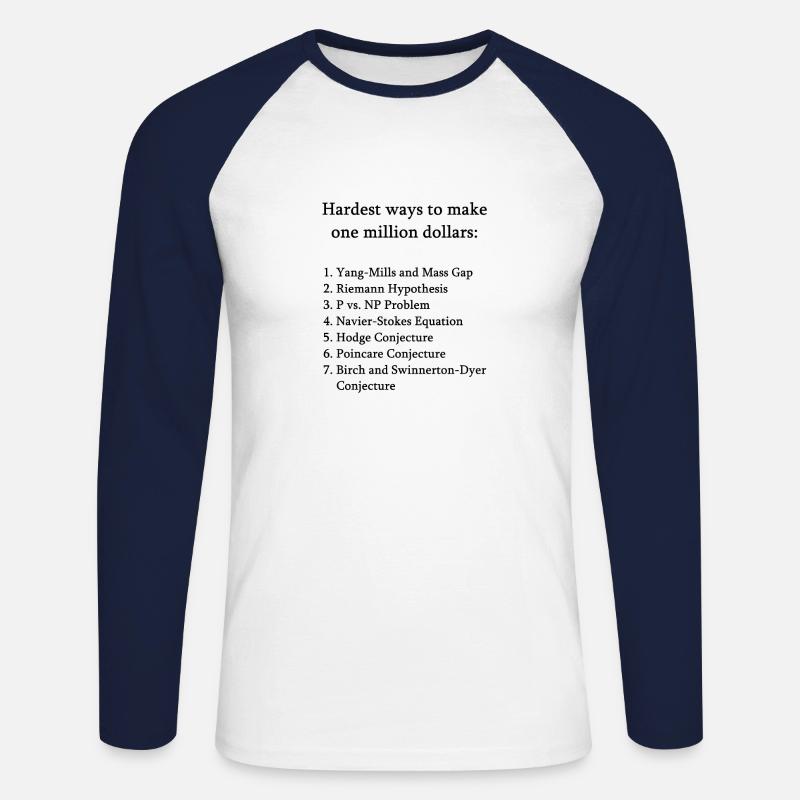 Math Millennium Problems Mathematician Science - T-shirt baseball manches longues Homme - blanc/marine