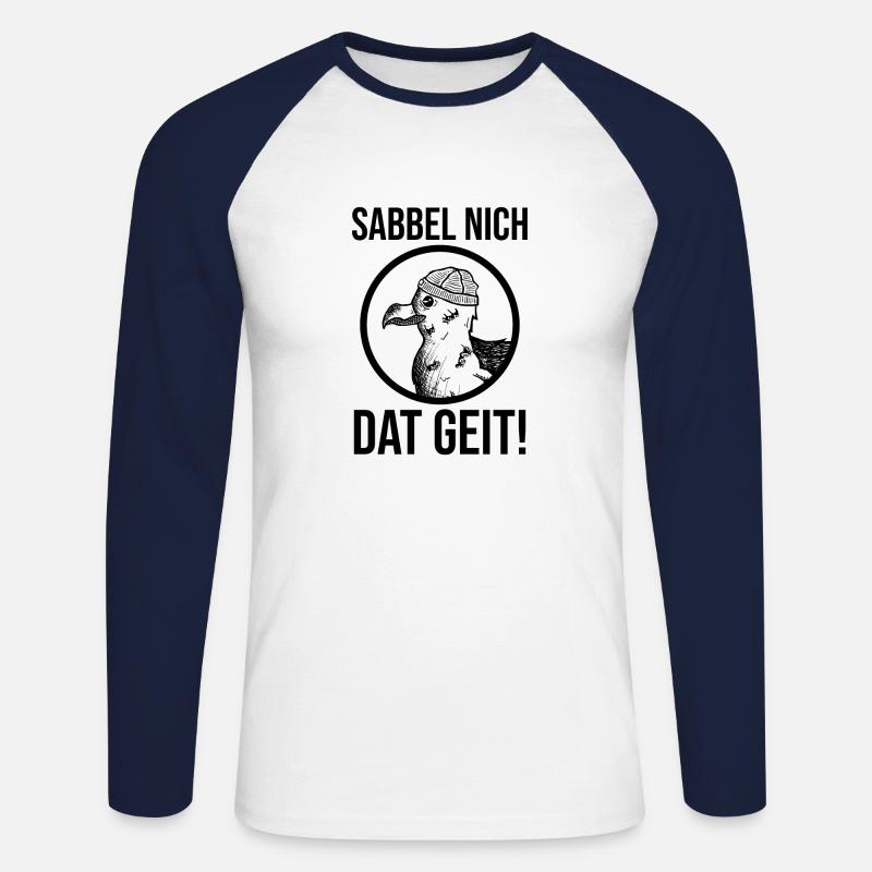 Sabbel nich dat geit Möwe - Unisex Baseballshirt langarm - Weiß/Navy
