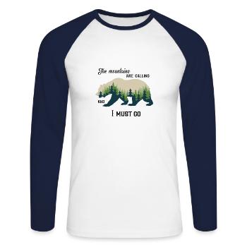 les montagnes appellent et je dois y aller - cadeau - T-shirt baseball manches longues Homme - blanc/marine - Devant - Nik (191cm)