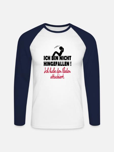 Hinfallen - Unisex Baseballshirt langarm - Weiß/Navy