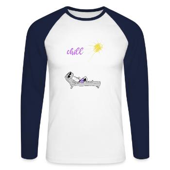 kühle Sonne - Unisex Baseballshirt langarm - Weiß/Navy - Vorne - Nik (191cm)