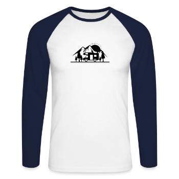 Camper Wohnmobil Wohnwagen - Unisex Baseballshirt langarm - Weiß/Navy - Vorne - Nik (191cm)