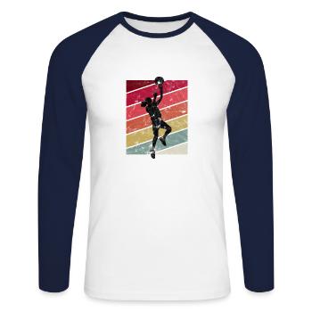 Basketball Spielerin - Unisex Baseballshirt langarm - Weiß/Navy - Vorne - Nik (191cm)