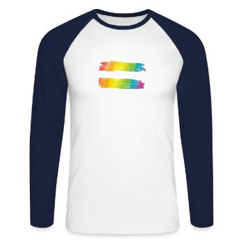 Equality Flag LGBT Gay & Lesbian Pride - Unisex Baseballshirt langarm - Weiß/Navy - Vorne - Nik (191cm)
