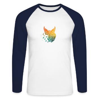 lynx Silhouette Watercolor Gift - Unisex Baseballshirt langarm - Weiß/Navy - Vorne - Nik (191cm)