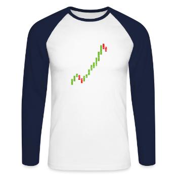 Stock Exchange Candle Chart Stock Trader Gift Shirt - Unisex Long Sleeve Baseball T-Shirt - white/navy - Front - Nik (191cm)