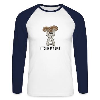 Cueilleurs de champignons - Champignons - Champignons - Cadeau de cueilleurs de champignons - T-shirt baseball manches longues Homme - blanc/marine - Devant - Nik (191cm)